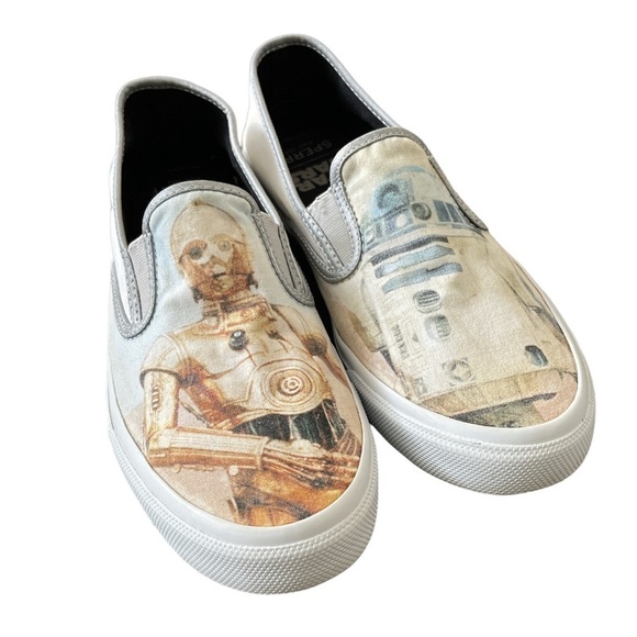 STAR WARS Sperry Shoes C3PO R2D2 Droid Cloud Slip On Shoes Men Size 9 - Picture 10 of 11